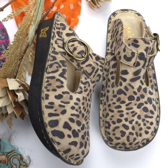 Alegria Leopard Print Women Clog Mule Nursing Shoes Sz 36 - Picture 6 of 10